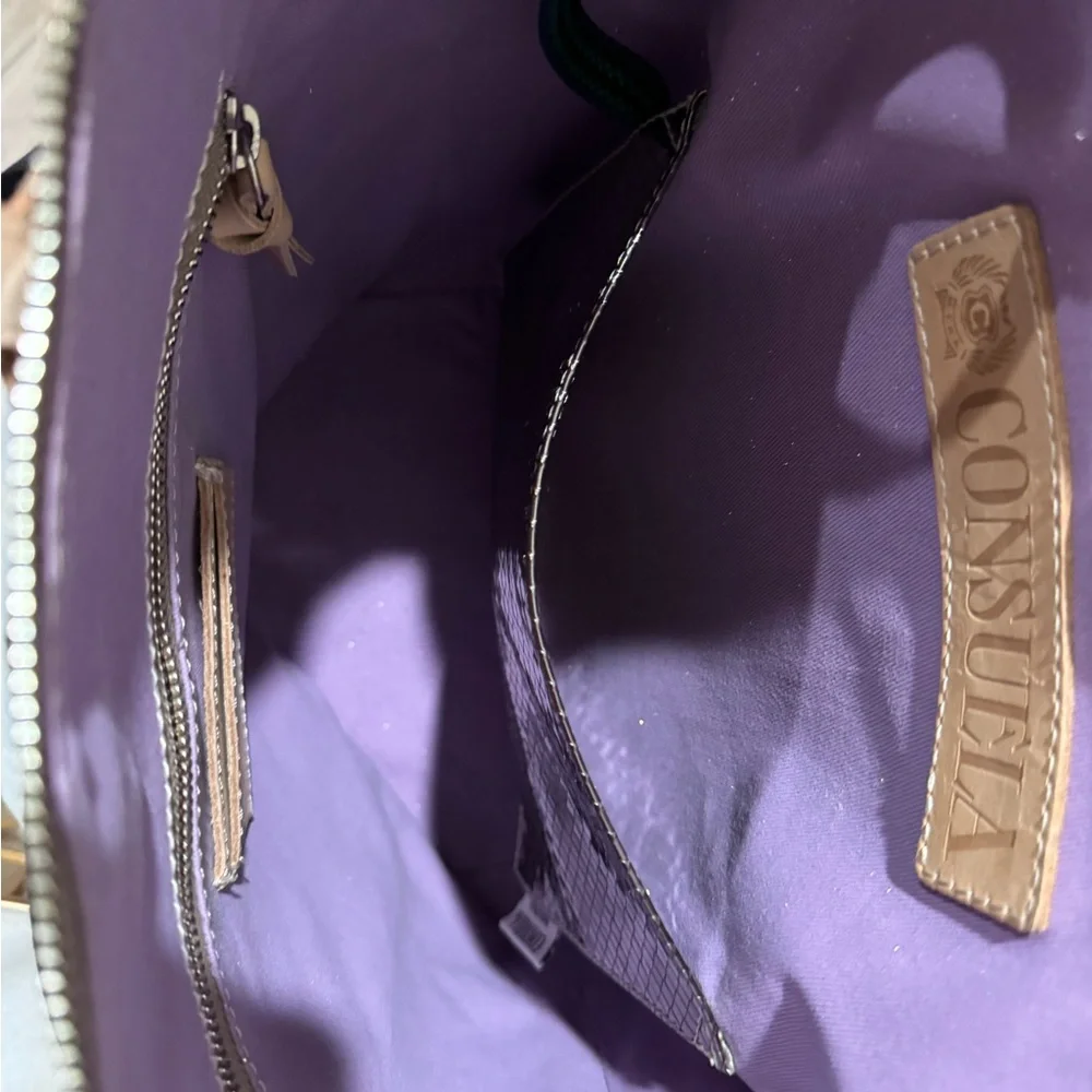 Consuela Leopard Print Tote with Tan and Green Accents - Picture 2 of 12